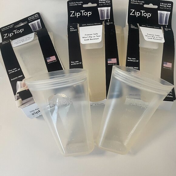 Zip Top Reusable 100% Silicone Breast Milk Storage Bags - 2pK - Picture 2 of 2